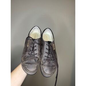 ECCO Brown Leather Lace Up Comfort Shoes Walking Sneakers EU 38